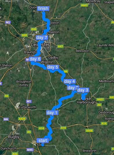 Crick to Sileby Mill via Market Harborough